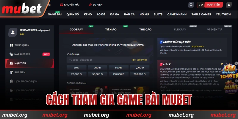 Cách tham gia Game bài MUBET