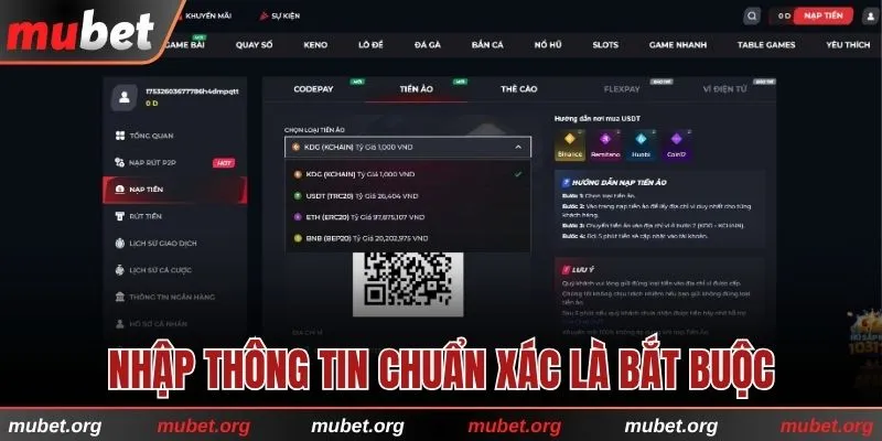 Nhập thông tin thanh toán chuẩn xác là bắt buộc