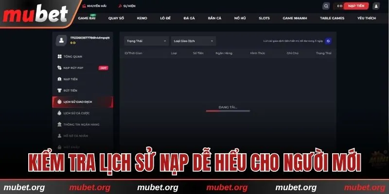 Thao tác kiểm tra lịch sử nạp dễ hiểu cho người mới