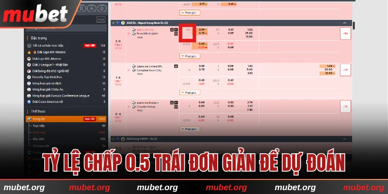 Tỷ lệ chấp 0.5 trái đơn giản để dự đoán