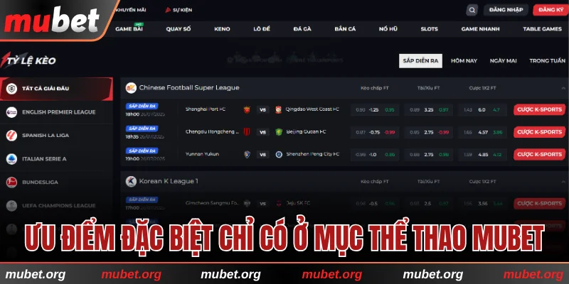 Ưu điểm đặc biệt chỉ có ở mục thể thao MUBET